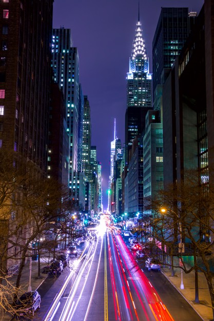 New York City streets at night